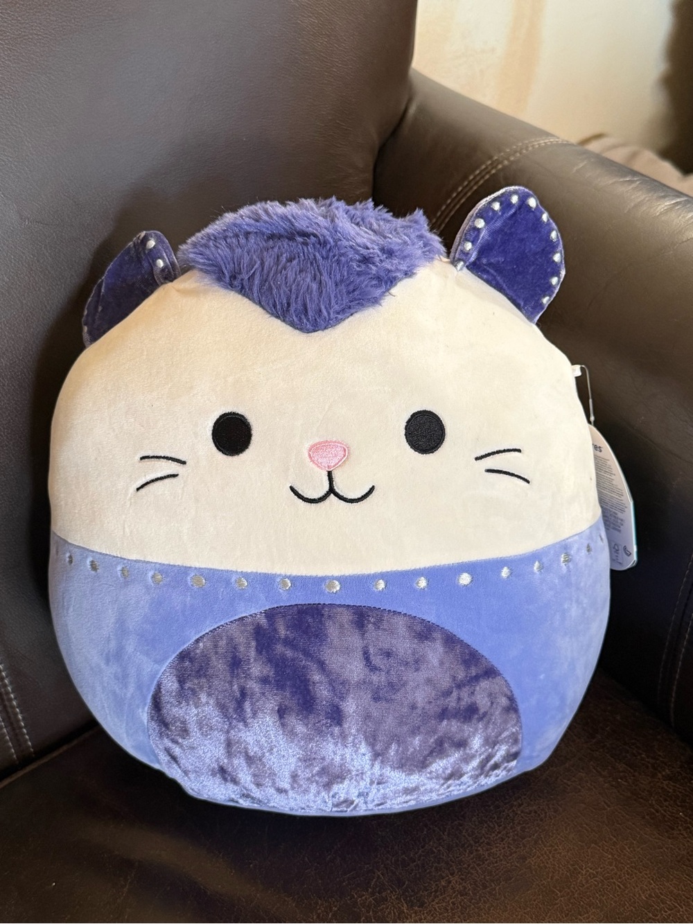 Squishmallows Purple and Cream Cat Plush Pillow